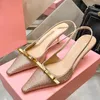 Designer Slingback Heels crystal Kitten Heel Bow Slingbacks with buckles Leather Slingback pumps Pointy toe Slingback Sandals slingbacks shoes