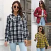 Blusas femininas vintage camisa xadrez feminina 2024 manga longa topo feminino moda único breasted blusa senhoras estilo universitário solto camisas de verificação