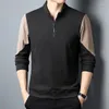 Männer Polos Mode Revers Gespleißt Zipper Casual Polo Shirts Kleidung 2024 Herbst Koreanische Tops Alle-spiel T-shirt