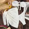 Roupa de banho feminina cor sólida bandeau cinta biquíni 3 peça overskirt sexy split meninas board shorts tamanho 16 ternos de natação júnior