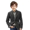 Jackets Corduroy Suit For Children Luxury Boy's Outerwear 3 Pockets One-chest Suits Notched Lapel Retro Vintage Kids Coat