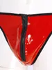 Underpants Men Sexy Zipper Patent Leather Thongs Briefs Wet Look Bulge Pouch Panties Rave Party Nightclub Bar Pants Clubwear Nightwear