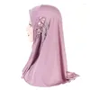 Roupas étnicas Moda Flor Mulheres Muçulmanas Hijab com Strass Cachecol Islâmico Chapéus Árabes Lady Headwrap Ramadan Pray Turban Caps