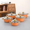 Cookware set Source Pot Set rostfritt stål guldhandtag soppa 10-stycke 16-24cm hushållskombination grossist