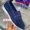 Designers LP Flat Shoes Summer Charms Loafers Walk Suede Metal Buckle Hardware Chain Cow Leather Low Top Oxfords Casual Shoe Women and Men Shoes Outsula Comfort