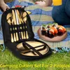 Kampkeuken Campingservies Set Roestvrijstalen mes Picknickbestek Biefstukmes Vorklepel Campingkookgerei Schotel Draagbaar campingbestek YQ240123