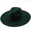 Large bord Fedora chapeaux avec ceinture marron automne hiver femmes haut de fête chapeau hommes jazz rétro cowboy feutre casquette Panama chapeau de soleil ZZ