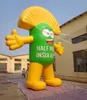 wholesale Modèle de personnage de dessin animé gonflable géant de haute qualité de 6 m 20 pieds de hauteur sourire jaune vert Ouvrez la main pour la promotion publicitaire