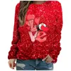 Women's Hoodies Spring Autumn And Summer Love Printed Bright Glitter Casual Pullover Women Ladies Zip Up Jackets Dressing Jacket