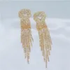 Boucles d'oreilles pendantes en forme de cœur pour femmes, bijoux luxueux géométriques avec strass, couleur or/argent, amour, à la mode, 2024