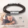 Bracelets Personalized Engraving Black Brown Braided Leather Bracelet Stainless Steel Custom Name Bead Bracelets for Men Fathers Day Gift