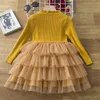 Girl's Dresses Girls Knitted Swaeter Dresses for Kids Long Sleeve Winter Warm Evening Princess Costume Kids Children Wedding Birthday Gown