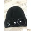 Beanies İki Gözlük CP Şirket Sonbahar Kış Sıcak Kayak Şapkaları Örme Kalın Skl Kapakları Hat Goggles Beanies2856774 Spor Açık Moda Dhndj