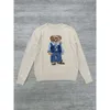 Swetery damskie RL kreskówka niedźwiedź haft haft mody z długim rękawem wełniany wełna bawełniana miękka unisex dzianina nl 440