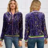 Sequin Coat Women's Velvet Carnival Spring and Autumn Ropa cardigan sweater punk purple Gothic bomber jacket Windproof jacket Y2k jacket 240123