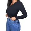 Kadın Tişörtleri Tek omuzlu uzun kollu 2024 Moda Slim Fit Kırpılmış T-Shirt Seksi All Maç Kısa Giyim