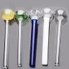 Colorful Glass Pipes Oil Burner for Hookah Bong Random Color Smoking Handle Pipe Curved Mini Tobacco Dab Rig Smoking Accessories ZZ