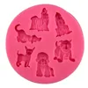 Baking Moulds Six Different Dog Shape Silicone Mold Chocolate Flip Sugar Cake Hand-decorated Drip Adhesive Ornaments