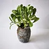 Flores decorativas 1 unid Estilo nórdico Plantas de plástico artificiales Hojas Rama Planta verde falsa para sala de estar Florero Arreglo floral