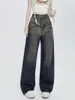 女子ジーンズの女性ブルーゴシックバギーヴィンテージY2Kデニムズボンハラジュク90年代美学ハイウエストカウボーイパンツ2000年代エモトラッシー服