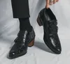 Dress Shoes Men's Wedding Fashion Slim Fit Pointed High Heel Pullover Breathable Leather Classic Vintage Shoe