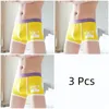 Underpants 3pcs Cartoon Atmungsfreie Boxer Mode Druckhöfen Baumwolle Low Taille Männer Unterwäsche bequeme Fit Slips