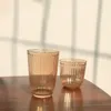 Wine Glasses 300ml/400ml Cafe Vintage Striped Cup Transparent Glass Latte Iced Coffee Cold Extract Mocha Classic Cups Drinkware