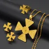 Ethiopian Jewelry Sets for Women Pendant Necklaces Earrings Ring 14k Yellow Gold Eritrean Ornaments