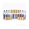 Packing Bottles Wholesale Essential Oil Diffuser 10Ml Clear Glass Roll On Per With Crushed Natural Crystal Quartz Stone Roller Ball Dhudv