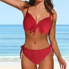 Mulheres Swimwear 2024 Mulheres Sexy Bikini Set Split Swimsuit Push Up Two Piece Biquinis Praia Natação Desgaste Sólido G-String