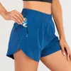 LU-018 Womens Yoga Outfits High Waist Shorts Exercise Short Pants Fitness Wear Girls Running Elastic Adult Pants Sportswear Lined Drawstring