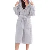 Women's Sleepwear Women Winter Bathrobe Thick Coral Fleece Warm Great Water Absorbent Solid Color Lace Up Long Sleeve Cardigan Hooded