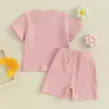 衣類セット女の赤ちゃんの女の子の服幼児パパガールズサマー服をかわいい幼児リブ付きTシャツショーツ2pcsセット生まれ