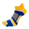 Мужские носки, модные износостойкие хлопковые лямки яркого цвета, дышащие полосатые носки с пятью пальцами, короткая трубка