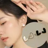 Boucles d'oreilles VOQ couleur argent mode coréenne en forme de coeur femme douce romantique petite amie anniversaire bijoux cadeau boucle d'oreille