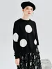 Kvinnors tröjor Imakokoni Original Design Autumn and Winter Warm Black Knitwear Polka Dot Långärmad Crewneck Pullover Sweater 234267