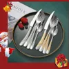 Camp Kitchen Kitchen Tableware Cutlery Set Silver Cutlery Set Stainless Steel Luxury Dinnerware Fork Spoon Knife Western Dinner Set Gold YQ240123