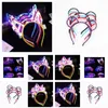 Autres fournitures de fête festives LED Light Up Cat Lapin Souris Oreille Corne Couronne Bandeau Adt Enfants Glowing Clignotant Bandeau Cerceau Prom Con Dhin9