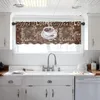 Cortina estilo vintage grãos de café açúcar cozinha pequena voile janela valance tule sheer curto quarto decoração casa