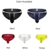 Underpants Sexy Men's Sheer Malha Underwear Bikini Bulge Bolsa Thongs Cuecas Confortáveis Oco Respirável Calcinhas Elásticas Calcinhas Masculinas