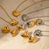 Necklace Earrings Set 18K Gold Plated Stainless Steel Love Heart Series Smooth & Semi-detached Brushed Low Key Women Luxury Jewelry