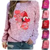 Women's Hoodies Spring Autumn And Summer Love Printed Bright Glitter Casual Pullover Women Ladies Zip Up Jackets Dressing Jacket