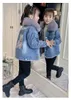 Winter denim jacket children's and girls' hooded jacket fur wool warm children's clothing full set baby velvet jacket 3-12 years XMP516 240123