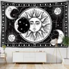 Tapisserier Mandala Tapestry White Black Sun and Moon Tapestry Wall Hanging Tarot Hippie Wall Rugs Dorm Decor Filt
