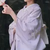 Vêtements ethniques Kimono traditionnel japonais pour femmes, style vintage, couleur violette, imprimés floraux, Yukata, cosplay, robe Po S