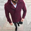 秋の冬のファッションメンズウールオーバーコートスリム濃い暖かいトレンチコートウィンドブレーカー男性ダブル胸肉スーツアウター240118