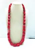 Tour de cou . Bijoux homme africain collier corail rouge 80CM. ONT DES DÉFAUTS !