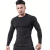 Herren-T-Shirts, langärmelig, O-Ausschnitt, schnell trocknend, klassisch, Basic-Layer-T-Shirt, Fitness, Training, Sport, Top, Laufen, Muskelshirt, Kleidung