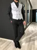 남성용 조끼 검은 흰색 조끼 맞춤형 칼라 양복 조끼 재킷 더블 가슴 남성 신사 비즈니스 캐주얼 슬림 한 핏 길트 homme