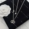Collier en diamant Double lettre pour femmes, collier de perles, étoile à cinq branches, chaîne en cristal, ensembles de bijoux